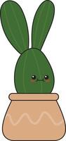 illustratie van kawaii ingemaakt cactus in vlak tekenfilm stijl. geïsoleerd Aan wit achtergrond vector