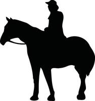 cowboy en paard silhouet. illustratie met vlak ontwerp vector