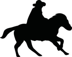 cowboy en paard silhouet. illustratie met vlak ontwerp vector