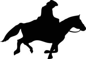 cowboy en paard silhouet. illustratie met vlak ontwerp vector