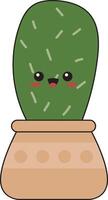 illustratie van kawaii ingemaakt cactus in vlak tekenfilm stijl. geïsoleerd Aan wit achtergrond vector