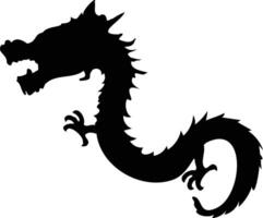 Chinese draak silhouet Aan wit achtergrond. zwart draak silhouet vector