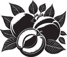 abrikozen fruit silhouet, zwart kleur silhouet vector