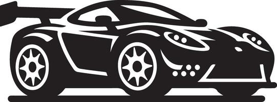 auto icoon met racing wielen. sport auto silhouet kant visie geïsoleerd, zwart kleur silhouet vector