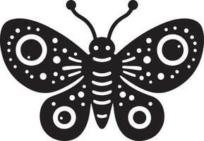 schattig vlinder in tekening stijl mot, zwart kleur silhouet vector