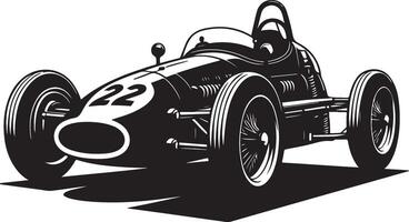 wijnoogst racing auto zwart schets silhouet vector