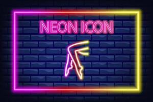 vrouw poten neon lijn icoon. sport, scheermes blad, lichaam haar, laser haar- verwijdering, was, vrouw lichaam schoonheid, figuur, vrouwelijk hygiëne. persoonlijk zorg concept. neon lijn icoon Aan breken achtergrond. vector