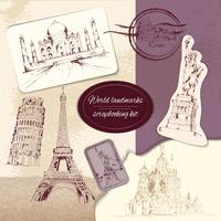 Wereld landmark scrapbooking kit vector