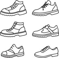 reeks van schoenen lijn kunst illustratie Aan wit achtergrond vector