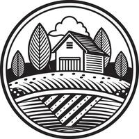 landbouw en landbouw logo ontwerp zwart en wit illustratie vector