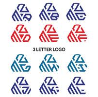 3 brief modern algemeen reusachtig logo,mza,mzb,mzc,mzd,mze,mzf,mzg,mzh,mzi,mzj,mzk,mzl, vector