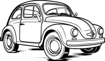 retro auto geïsoleerd Aan wit achtergrond. hand- getrokken illustratie. vector