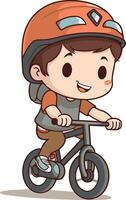 fietser jongen rijden fiets. schattig tekenfilm karakter illustratie. vector