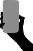 silhouet hand- Holding telefoon vector