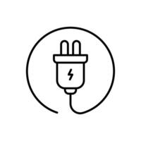 elektrisch plug icoon. gemakkelijk schets stijl. elektrisch stopcontact, stroom, aansluiten, koord, elektro, elektricien, kabel, draad, energie concept. dun lijn symbool. geïsoleerd. vector