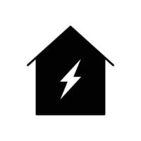 huis elektrificatie icoon. gemakkelijk solide stijl. huis met bliksem bout, elektrisch, bouw, licht, gebouw, energie concept. silhouet, glyph symbool. geïsoleerd. vector