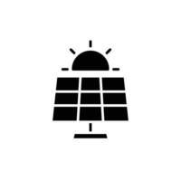 zonne- paneel icoon. gemakkelijk solide stijl. fotovoltaïsch, zon, installatie, dak, generator, warmte, zonlicht, hernieuwbaar energie concept. silhouet, glyph symbool. geïsoleerd. vector