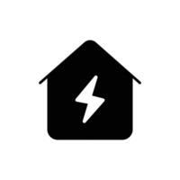 huis elektrificatie icoon. gemakkelijk solide stijl. huis met bliksem bout, elektrisch, bouw, licht, gebouw, energie concept. silhouet, glyph symbool. geïsoleerd. vector