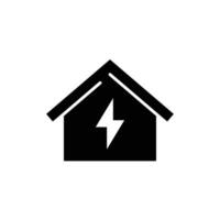 huis elektrificatie icoon. gemakkelijk solide stijl. huis met bliksem bout, elektrisch, bouw, licht, gebouw, energie concept. silhouet, glyph symbool. geïsoleerd. vector