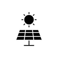 zonne- paneel icoon. gemakkelijk solide stijl. fotovoltaïsch, zon, installatie, dak, generator, warmte, zonlicht, hernieuwbaar energie concept. silhouet, glyph symbool. geïsoleerd. vector