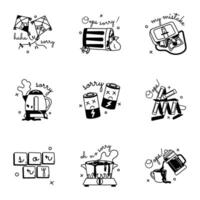 handig reeks van Sorry berichten glyph stickers vector