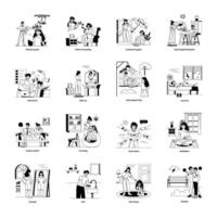 verzameling van 16 mentaal Gezondheid glyph illustraties vector