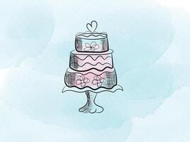 hand- getrokken verjaardag taart schets vector