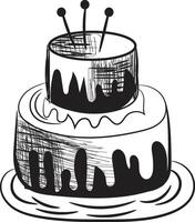 hand- getrokken verjaardag taart schets vector