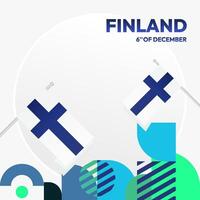 Finland onafhankelijkheid dag plein banier in meetkundig stijl. kleurrijk modern groet kaart voor nationaal dag van Finland in december. ontwerp achtergrond voor vieren nationaal vakantie vector