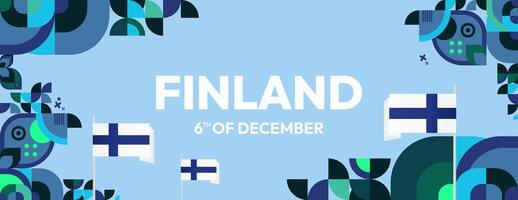 Finland onafhankelijkheid dag banier in meetkundig stijl. kleurrijk modern groet kaart voor nationaal dag van Finland in december. ontwerp achtergrond voor vieren nationaal vakantie vector