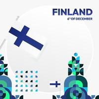 Finland onafhankelijkheid dag plein banier in meetkundig stijl. kleurrijk modern groet kaart voor nationaal dag van Finland in december. ontwerp achtergrond voor vieren nationaal vakantie vector