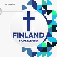 Finland onafhankelijkheid dag plein banier in meetkundig stijl. kleurrijk modern groet kaart voor nationaal dag van Finland in december. ontwerp achtergrond voor vieren nationaal vakantie vector