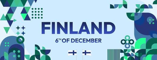 Finland onafhankelijkheid dag banier in meetkundig stijl. kleurrijk modern groet kaart voor nationaal dag van Finland in december. ontwerp achtergrond voor vieren nationaal vakantie vector