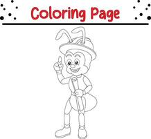 schattig arbeider mier kleur boek bladzijde voor kinderen vector