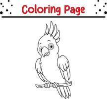 schattig kaketoe vogel boom Afdeling kleur bladzijde voor kinderen vector