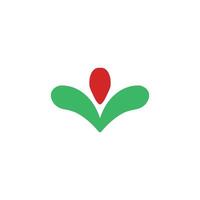 vlak stijl logo sjabloon, rood BES met bladeren vector