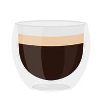 dubbele laag glas kop met koffie drankje, tekenfilm geïsoleerd illustratie vector