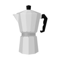 aluminium metaal materiaal mokka pot met zwart plastic houder, tekenfilm geïsoleerd illustratie vector