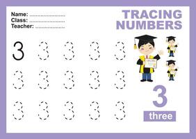 traceren de nummers. traceren werkzaamheid voor kinderen. aan het leren over nummer. vector