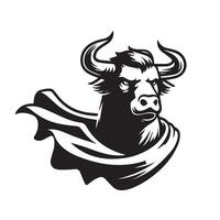 stier - een superheld stier gezicht logo concept ontwerp vector