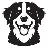 hond - een gelukkig bernese berg hond gezicht illustratie in zwart en wit vector