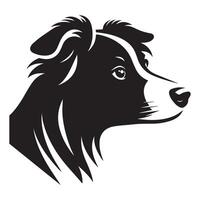 hond - een attent grens collie hond gezicht illustratie in zwart en wit vector