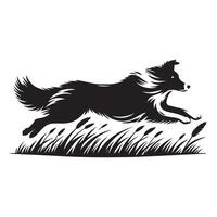 een grens collie glijden sierlijk door hoog gras illustratie vector