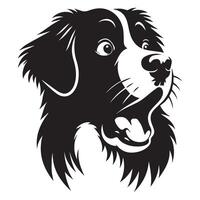 hond - een geschrokken bernese berg hond gezicht illustratie in zwart en wit vector