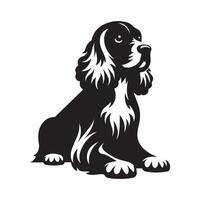 cocker spaniel - een beschermend cocker spaniel gezicht illustratie in zwart en wit vector