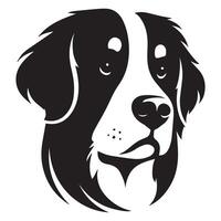 hond - een nadenkend bernese berg hond gezicht illustratie in zwart en wit vector