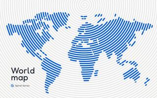 wereld kaart getoond in cirkel lijnen patroon vector