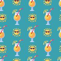 zomer cocktails en zon naadloos patroon vector