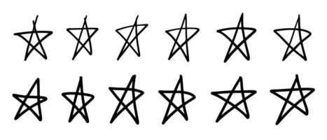 hand getekend zwart ster vormen verzameling vector