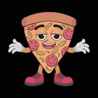 tekenfilm pizza karakter. gelukkig pizzeria mascotte karakter. kleur bladzijde. vector